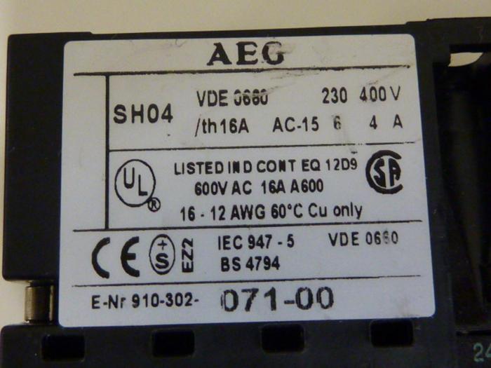 Used AEG Contactor SH04 31Z #53448