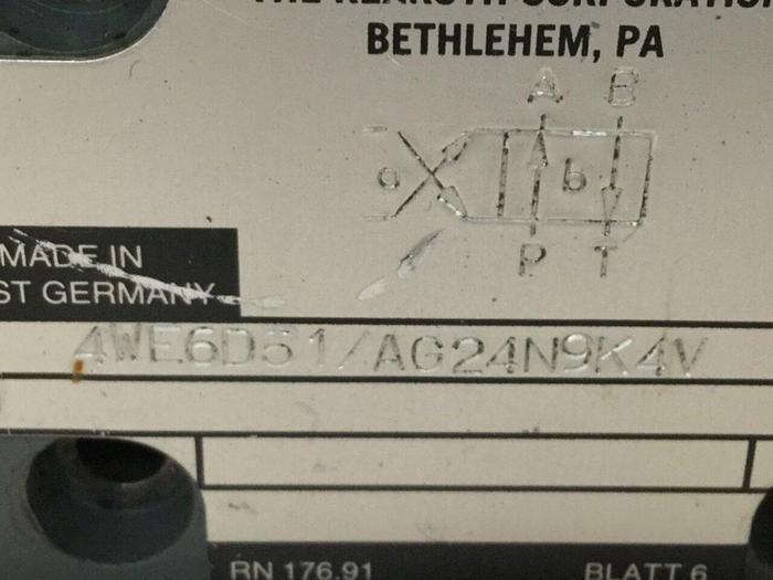 Used REXROTH Solenoid Valve 4WE6D51AG24N9K4V #110732