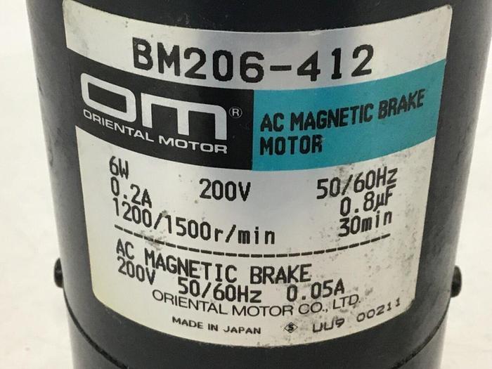 Used ORIENTAL MOTOR AC Brake Motor BM206-412 #114569