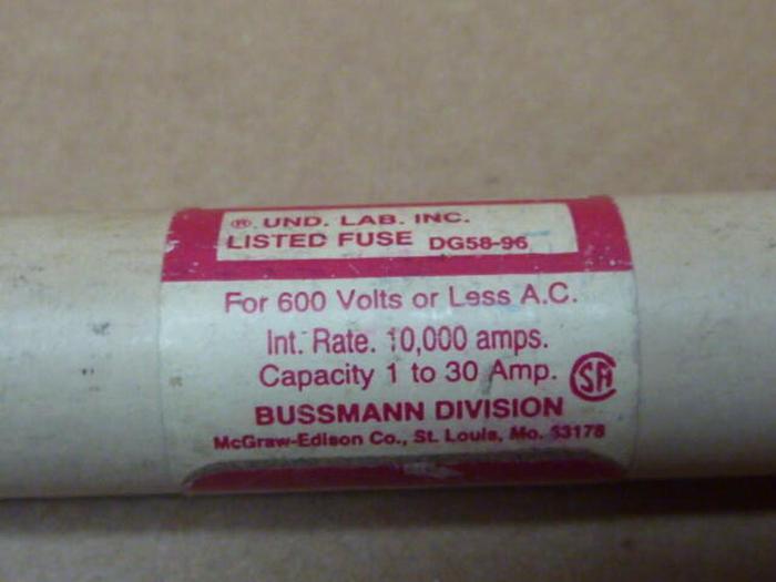 Used BUSSMANN 30 Amp Renewable Fuse RES-30 #36418