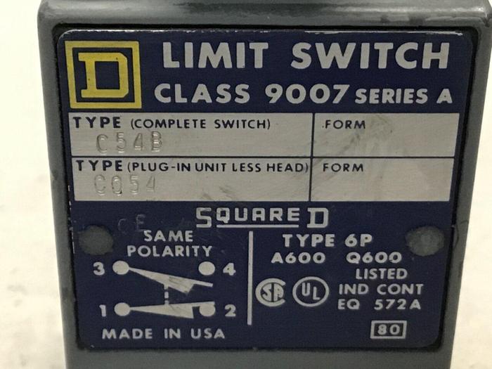Used SQUARE D Limit Switch 9007-C54B #121699