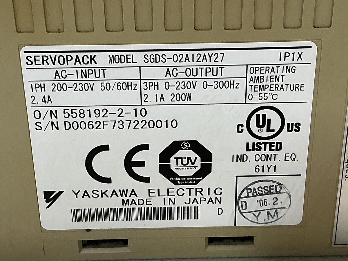 Used YASKAWA SGDS-02A12AY27