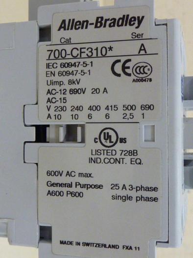 Used ALLEN BRADLEY Control Relay 700-CF310 SER A #59896