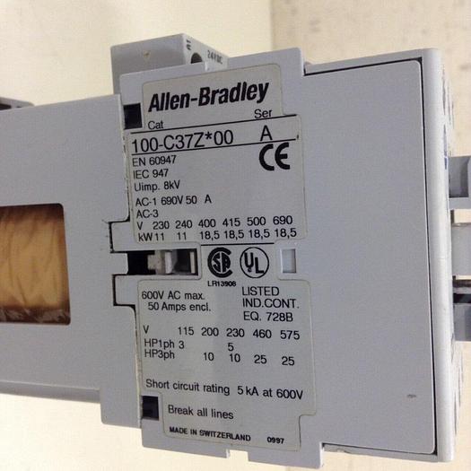 Used ALLEN BRADLEY Contactor 100-C37Z.00 SER A USED #74251