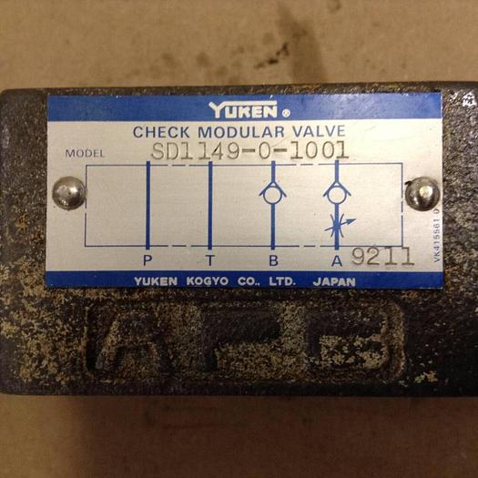 Used YUKEN Check Modular Valve SD1149-0-1001 #78631