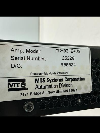 Used MTS SYSTEMS CO AC-03-24VS