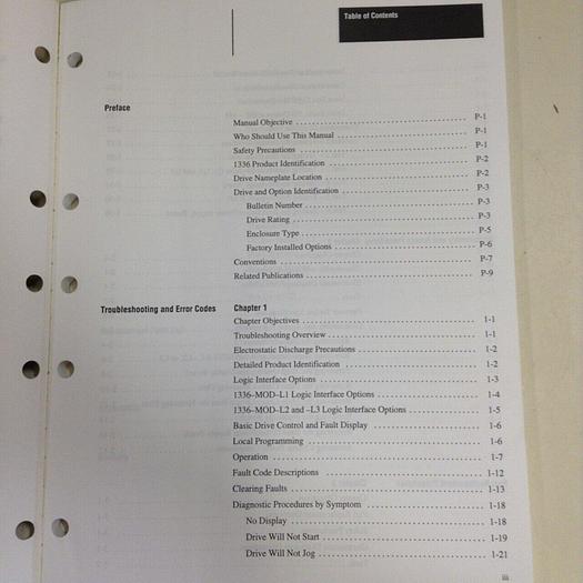 Used ALLEN BRADLEY Troubleshooting Guide and Renewal Parts 1336-6.2 #70833