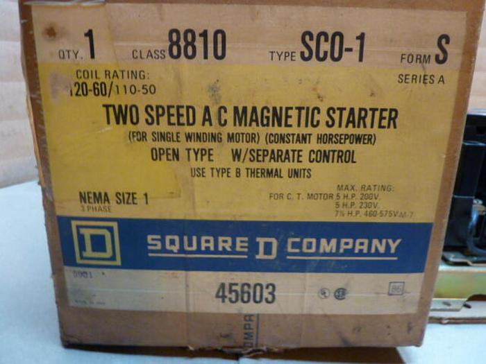 SQUARE D Motor Starter Size 1 8810-SC01 #29105