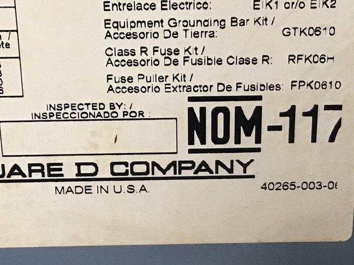 Used SQUARE D 60 Amp Safety Disconnect Switch H362 F3 #120448