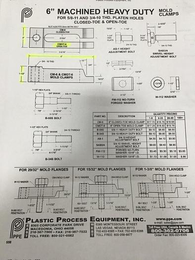 Used PPE 6 Inch Heavy Duty Machined Mold Clamp CMOT-6 #118878