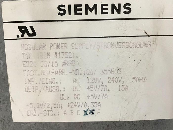 Used SIEMENS Modular Power Supply E220G5/15WRGD #72980