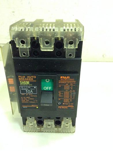 Used FUJI ELECTRIC 10 Amp Circuit Breaker SA53B-10 #73974