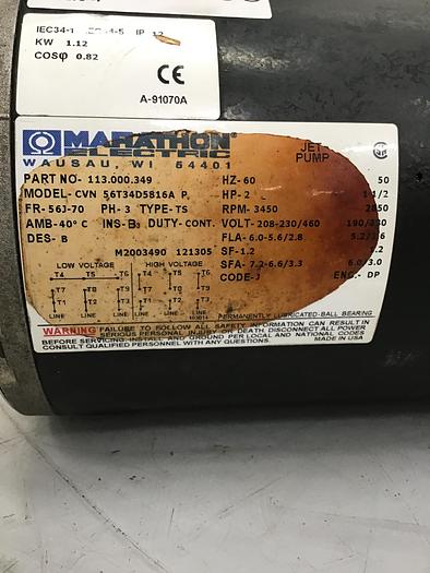 Used MARATHON ELECTRIC Jet Pump CVN 56T34D5816A P Used #133393