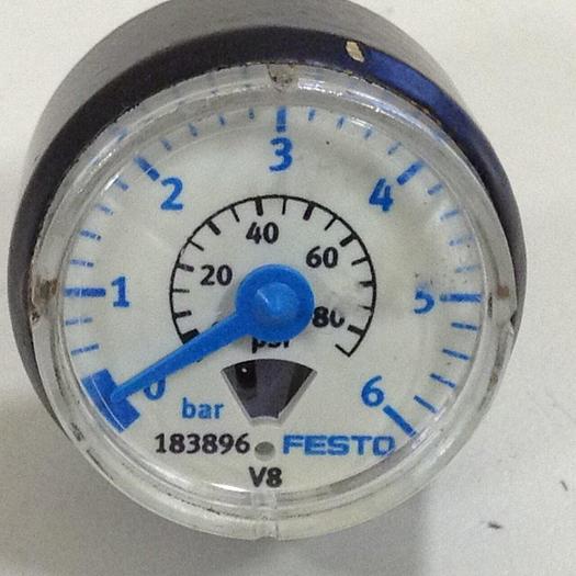 Used FESTO 0-80 PSI Pressure Gauge 183896 V8 #76784
