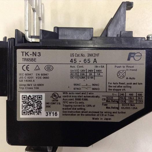 Used FUJI ELECTRIC Overload Relay 3NK2HF #79063
