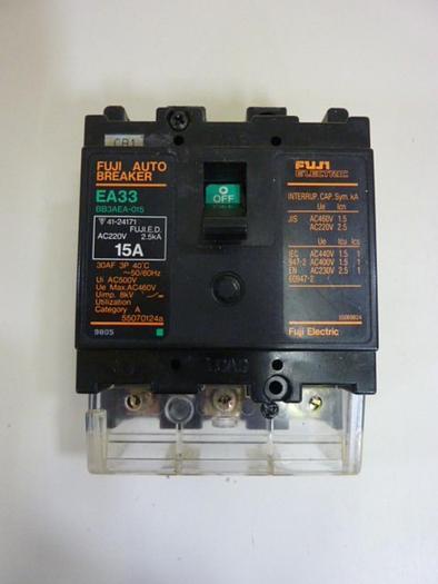 Used FUJI ELECTRIC 15 Amp Circuit Breaker EA33-15 #64352