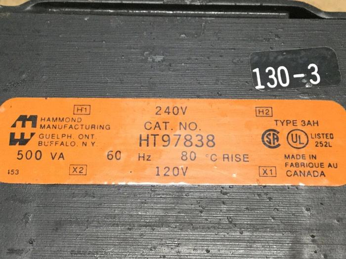 Used HAMMOND 0.5 kVA Transformer HT97838 #102088