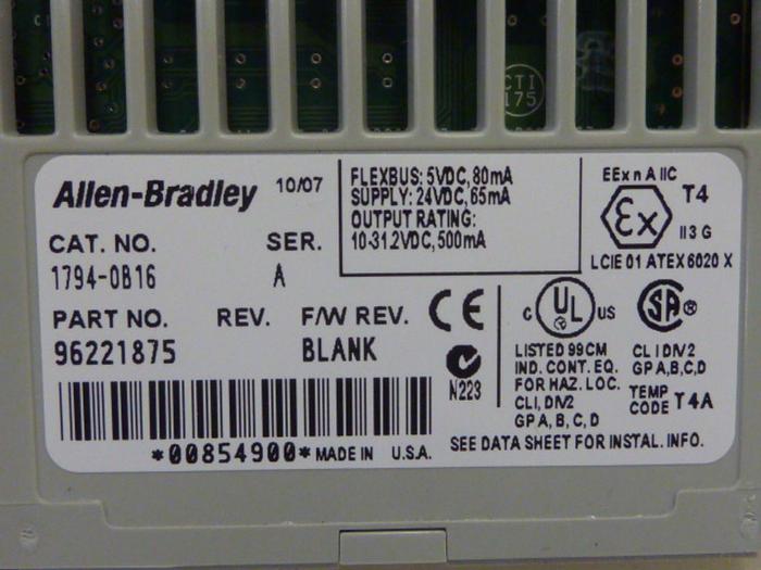 Used ALLEN BRADLEY I/O Module 1794-OB16 SER A #60882