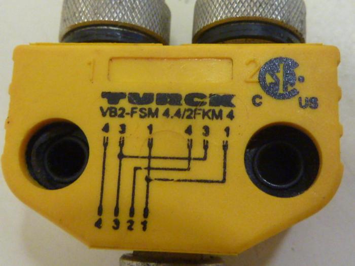 Used TURCK ELEKTRONIK Molded Twin Junction VB2-FSM 4.4/2FKM 4 #87371