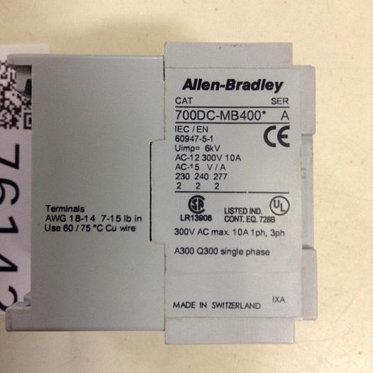 Used ALLEN BRADLEY Control Relay 700DC-MB400 SER A #76142