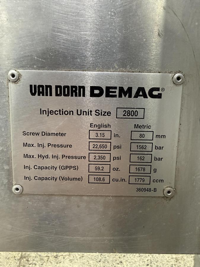 Used VAN DORN DEMAG 400HP2600 injection unit