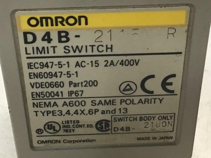 Used OMRON Limit Switch D4B-2115N-R #121516