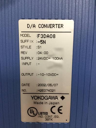 Used YOKOGAWA D/A Converter Module F3DA08-5N #98766