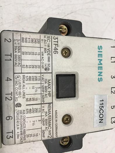 Used SIEMENS Contactor 3TF46 #139788