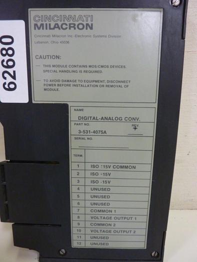 Used CINCINNATI MILACRON Digital-Analog Converter 3-531-4075A #62680