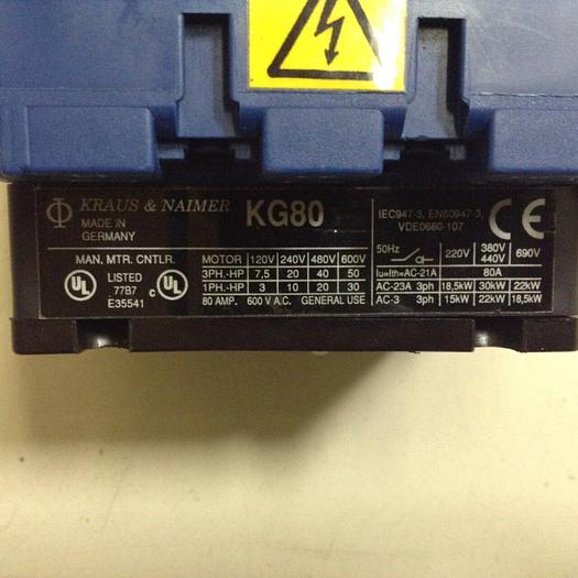 Used KRAUS & NAIMER Manual Motor Controller KG80 #86199