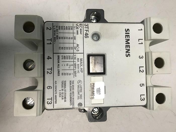 Used SIEMENS Contactor 3TF46 #138552