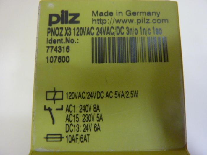Used PILZ Safety Relay PNOZX3120VAC24VAC/DC3N/O1N/C1SO #48838