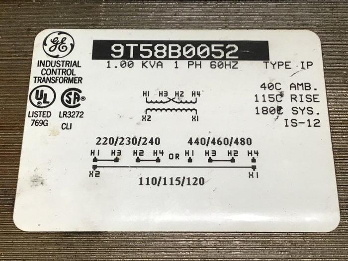 Used GENERAL ELECTRIC / GE 1.00 kVA Transformer 9T58B0052 #114075