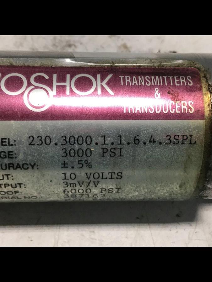 Used NOSHOK Transducer 230.3000.1.1.6.4.3SPL Used
