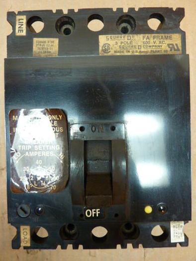 Used SQUARE D 7 Amp Circuit Breaker FAL3600712M #28461