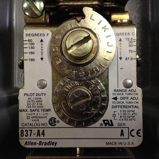 Used ALLEN BRADLEY Temperature Control 837-A4 SER A #87499