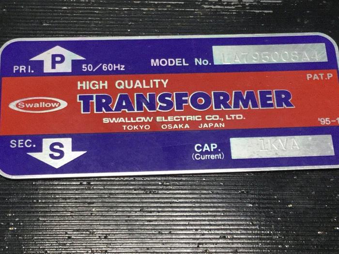 Used SWALLOW ELECTRIC CO. 1 kVA Transformer LA79500SA4 #102068