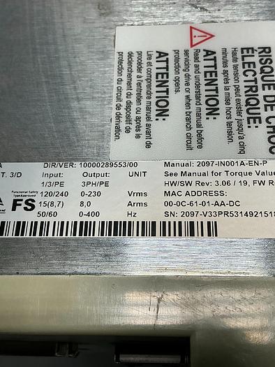 Used ALLEN BRADLEY 2097-V33PR5