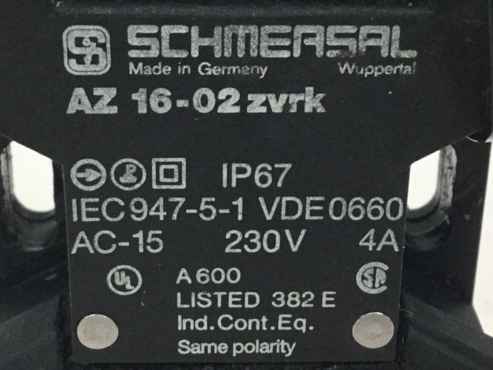 Used SCHMERSAL Relay Switch AZ 16-02ZVRK #101373