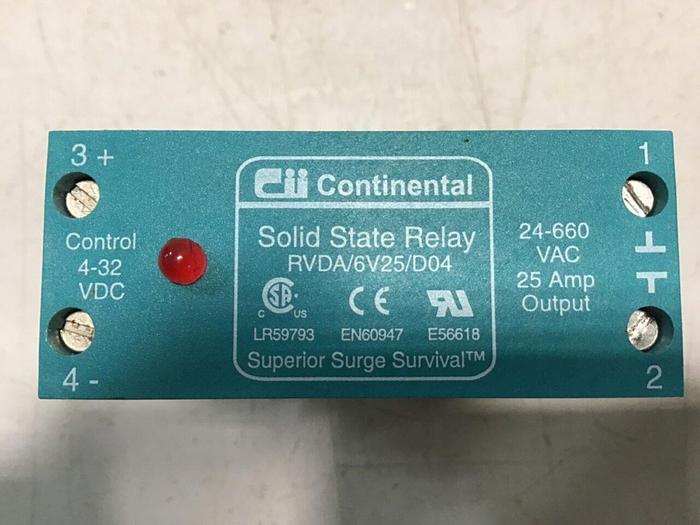 Used CONTINENTAL INDUSTRIES Solid State Relay RVDA/6V25/D04 Used