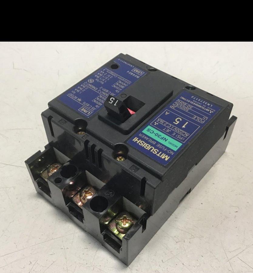 MITSUBISHI 15 Amp Circuit Breaker NF30-CS-15 USED