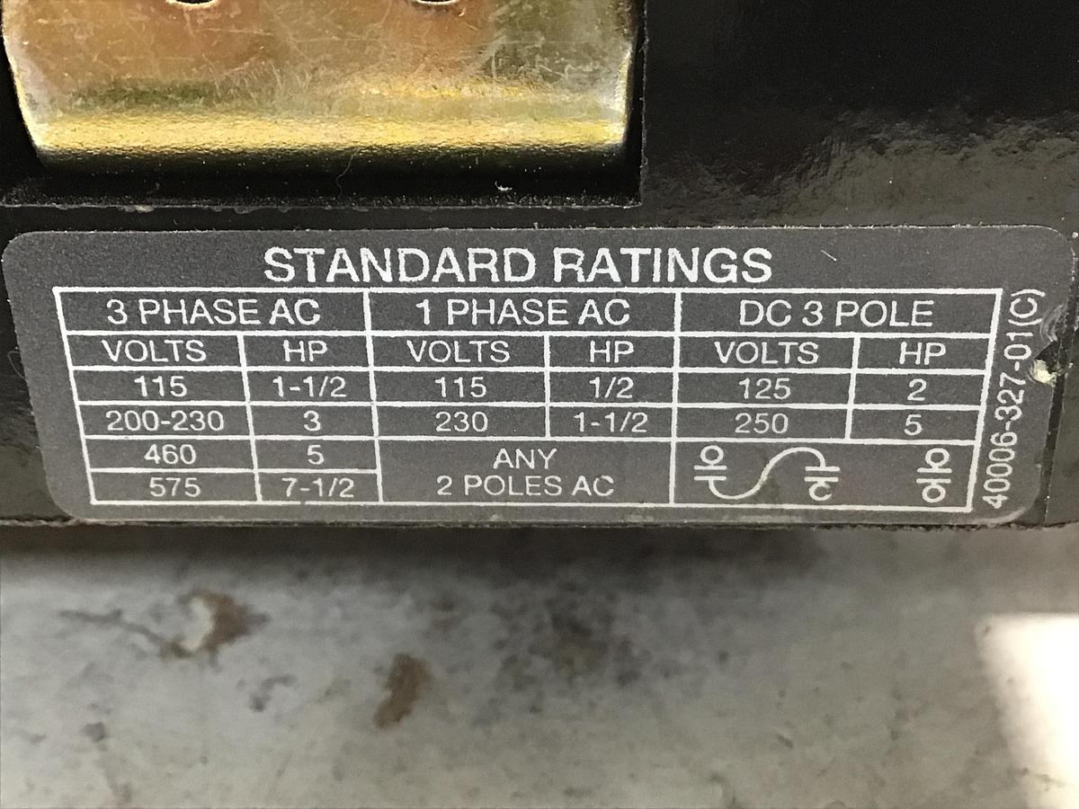 Used ALLEN BRADLEY 1494F-J633 Ser A Dissconnect Switch Used #140977