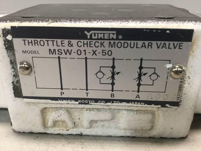 Used YUKEN Throttle & Check Modular Valve MSW-01-X-50 #99496
