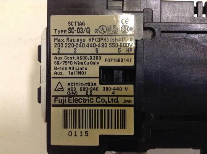 Used FUJI ELECTRIC Contactor SC-03/G SC11AG #86106