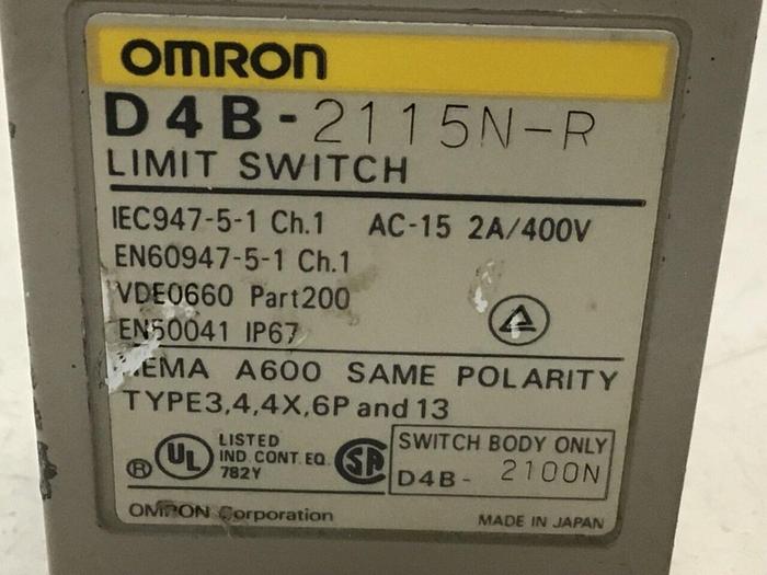 Used OMRON Limit Switch D4B-2115N-R #121526