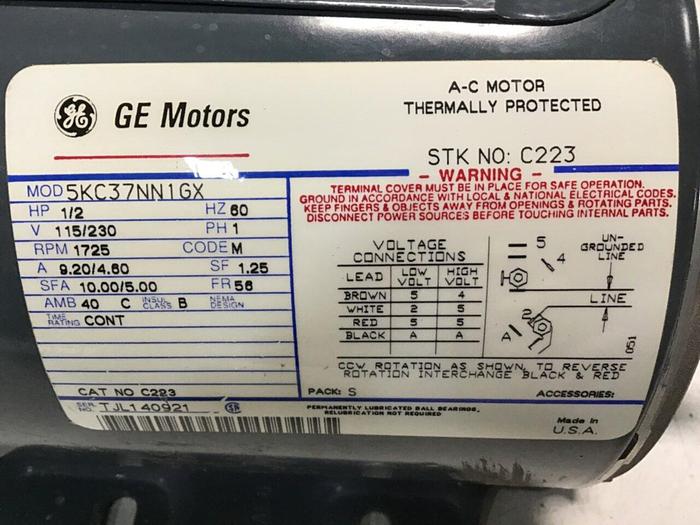 Used GE A-C Motor 5KC37NN1GX Motor Used