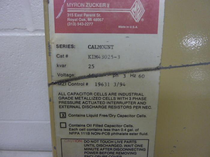 Used MYRON ZUCKER Power Capacitor KIM43025-3 #59373