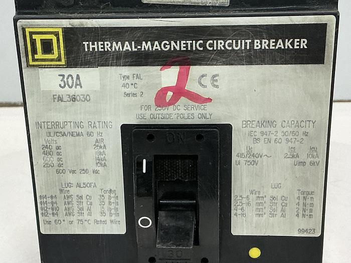 Used SQUARE D FAL36030 CIRCUIT BREAKER