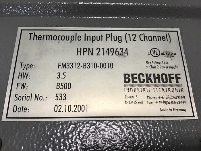 Used ELEKTRA ELEKTRONIK Thermocouple Input Plug FM3312-B310-0010 Used