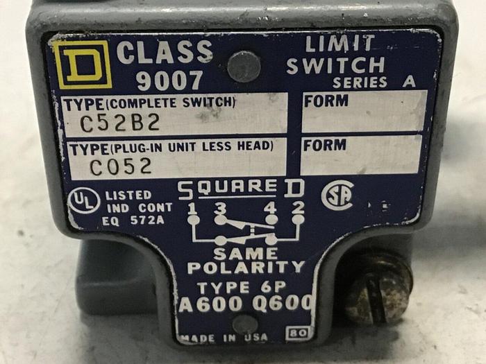 Used SQUARE D Limit Switch 9007-C52B2 #121720